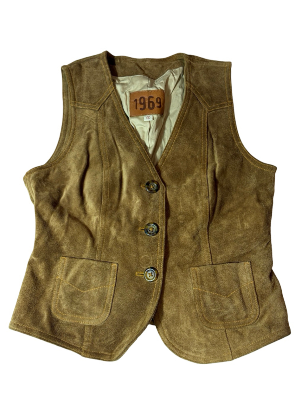 Vintage 2003 Gap 1969 Italian Calf Suede Vest Women’s S Buckle Back Y2K